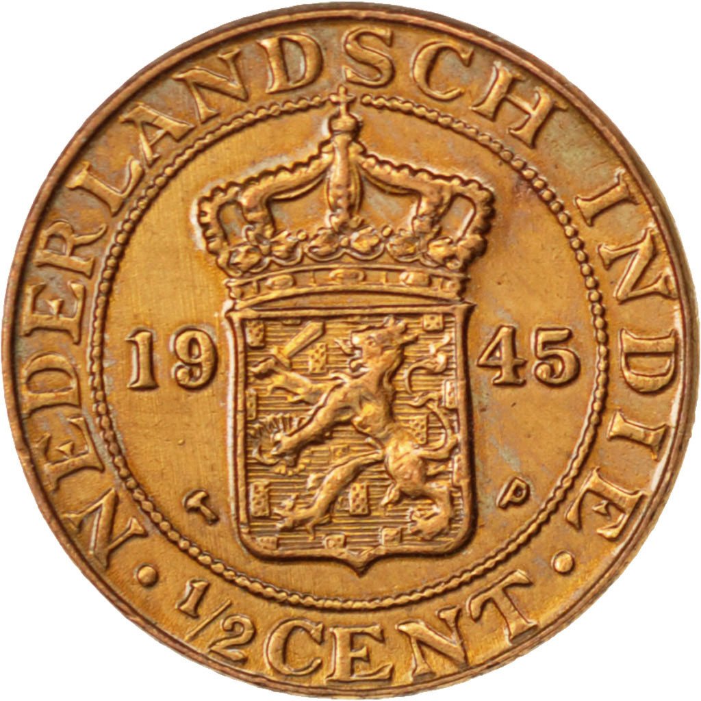 NETHERLANDS EAST INDIES, 1/2 Cent, 1945, KM #314.2, MS(63), Bronze, 17, 2.29