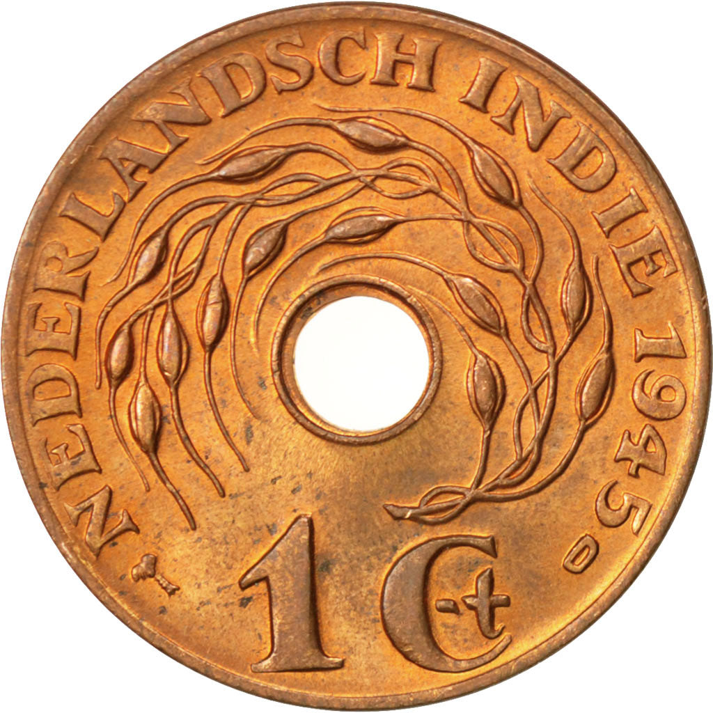 NETHERLANDS EAST INDIES, Cent, 1945, KM #317, MS(63), Bronze, 23, 3.92