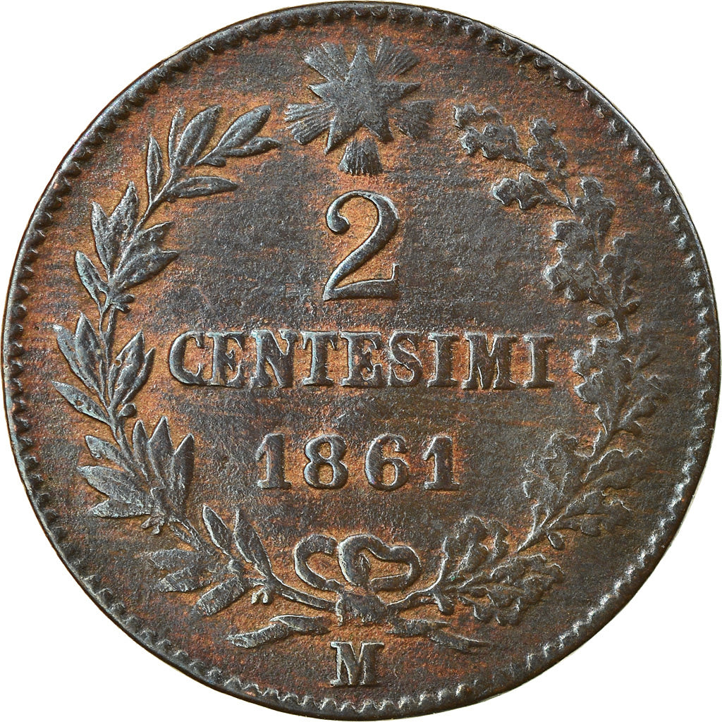 Munten, Italië, Vittorio Emanuele II, 2 Centesimi, 1861, Milan, FR+, Koper