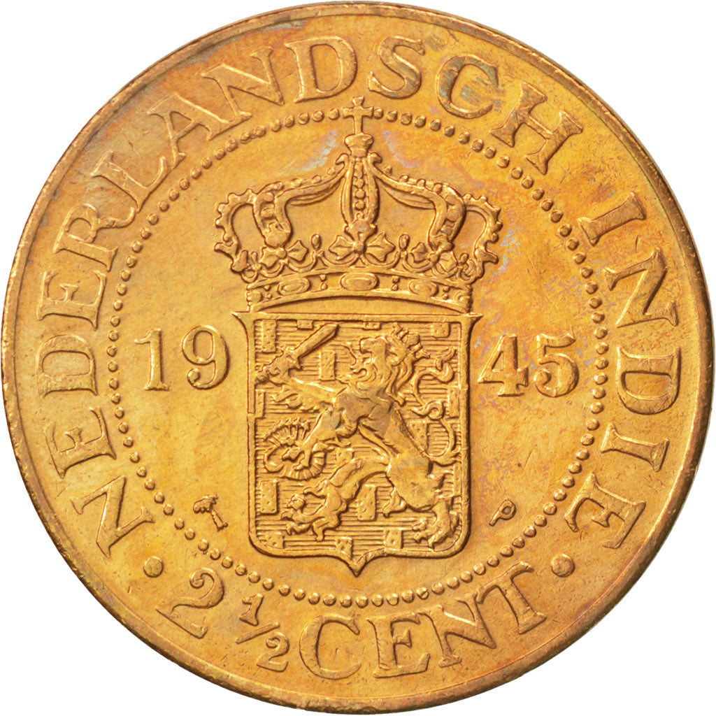 NETHERLANDS EAST INDIES, 2-1/2 Cents, 1945, KM #316, MS(63), Bronze, 31, 12.30