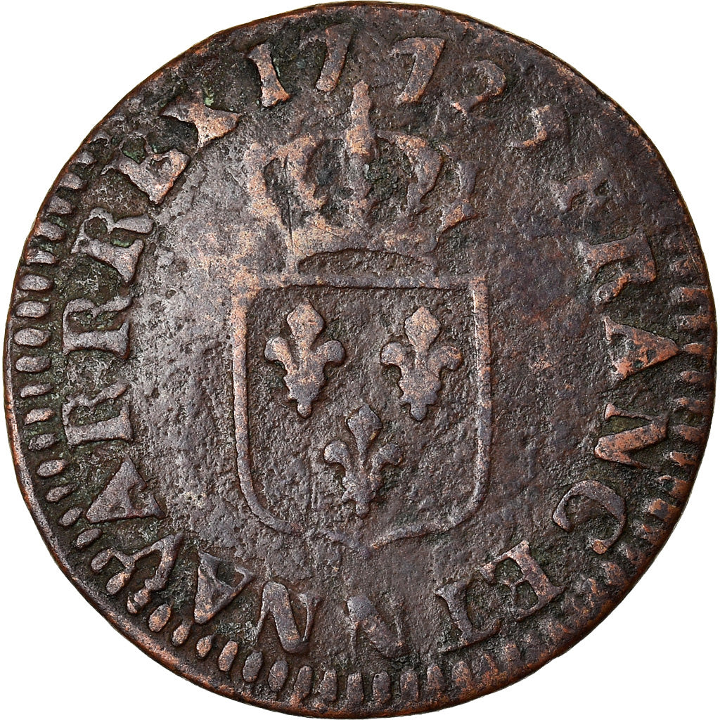Moeda, França, Louis XV, Liard à la vieille tête, Liard, 1772, Montpellier