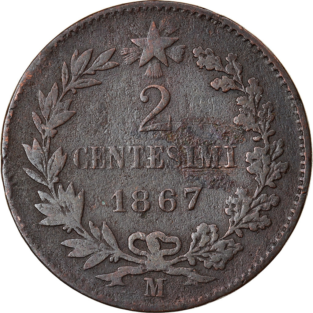 Munten, Italië, Vittorio Emanuele II, 2 Centesimi, 1867, Milan, FR, Koper