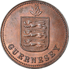 Coin, Guernsey, 2 Doubles, 1929, Heaton, Birmingham, AU(55-58), Bronze Plated