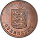 Coin, Guernsey, 2 Doubles, 1929, Heaton, Birmingham, AU(55-58), Bronze Plated