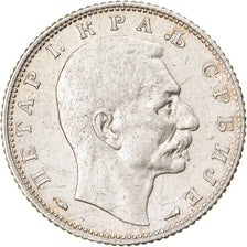 Moeda, Sérvia, Peter I, Dinar, 1915, Paris, EF(40-45), Prata, KM:25.3