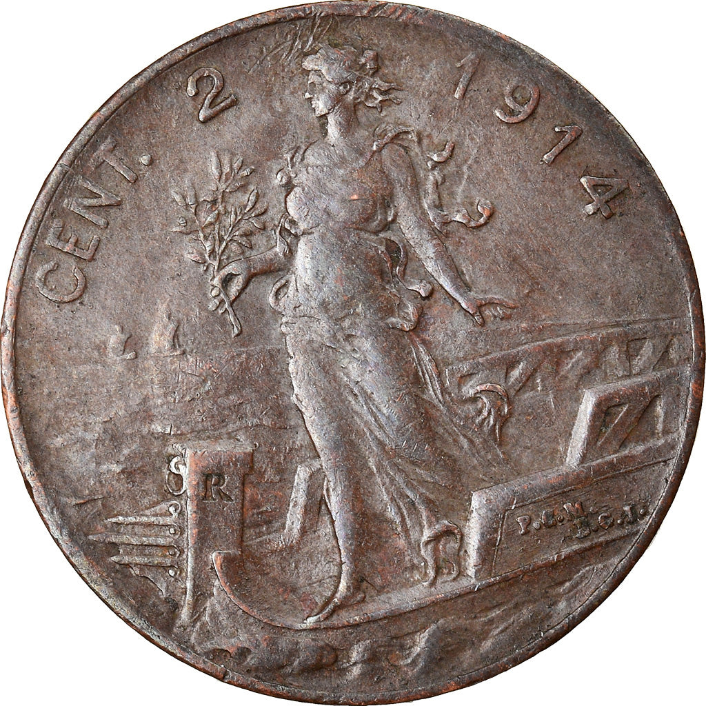 Moneda, Italia, Vittorio Emanuele III, 2 Centesimi, 1914, Rome, BC+, Bronce
