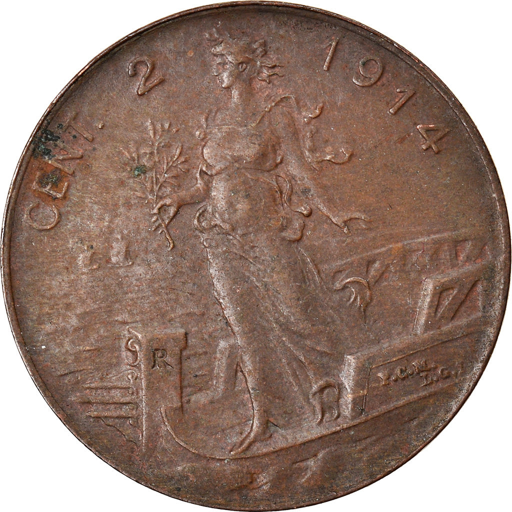 Coin, Italy, Vittorio Emanuele III, 2 Centesimi, 1914, Rome, AU(50-53), Bronze