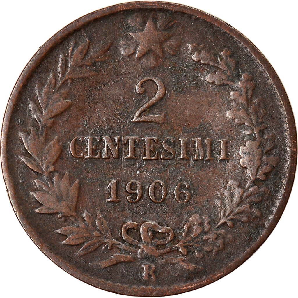 Coin, Italy, Vittorio Emanuele III, 2 Centesimi, 1906, Rome, VF(20-25), Bronze