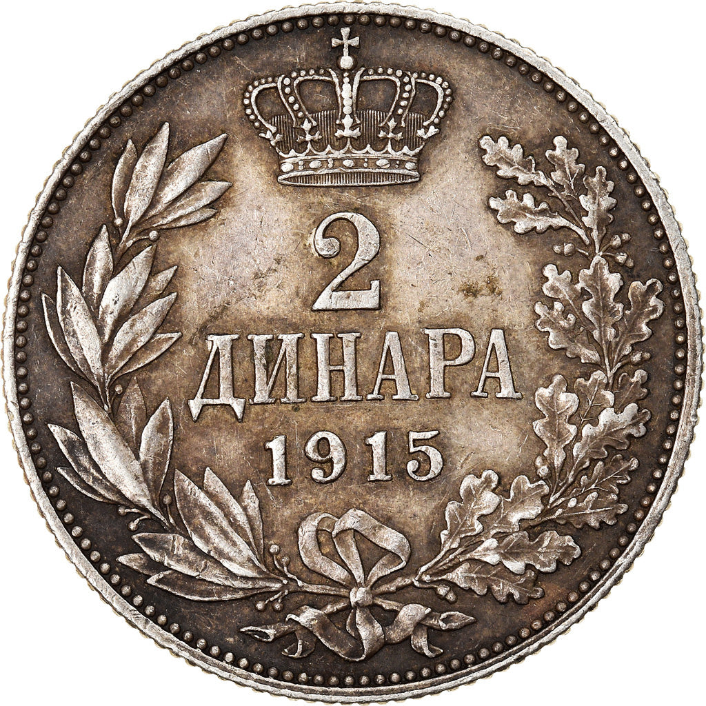 Monnaie, Serbie, Peter I, 2 Dinara, 1915, Paris, SUP, Argent, KM:26.3