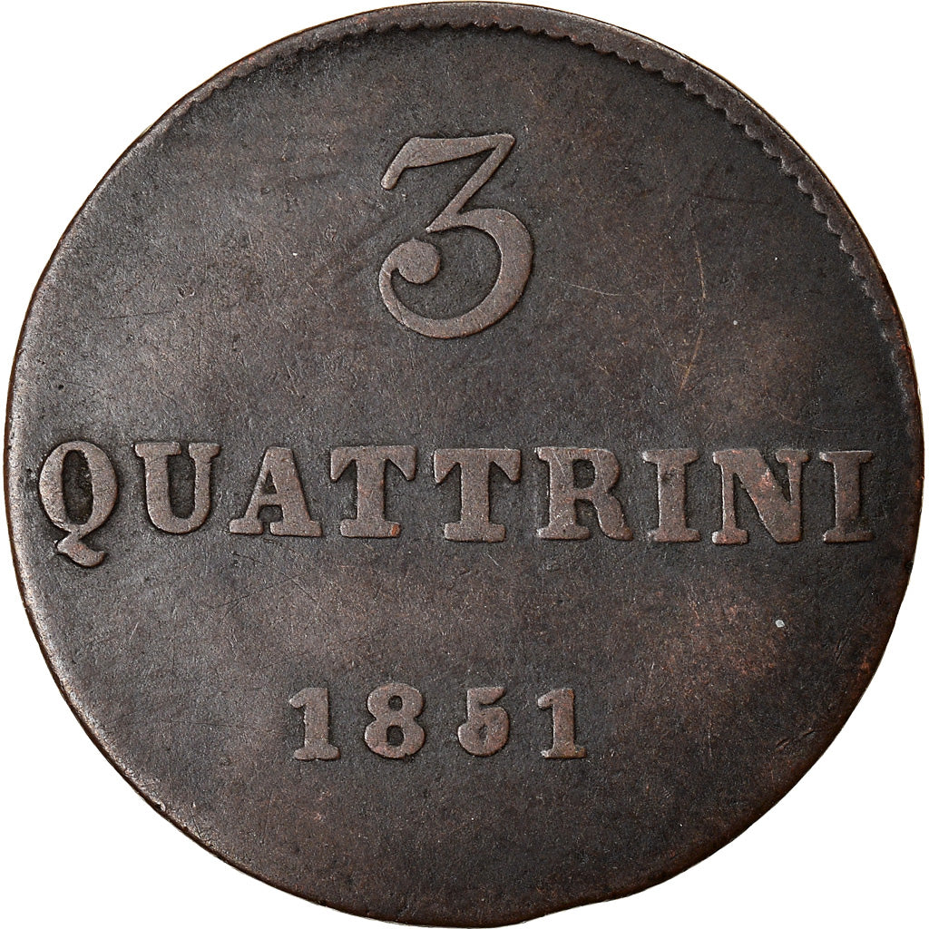 Coin, ITALIAN STATES, TUSCANY, Leopold II, 3 Quattrini, 1851, Florence