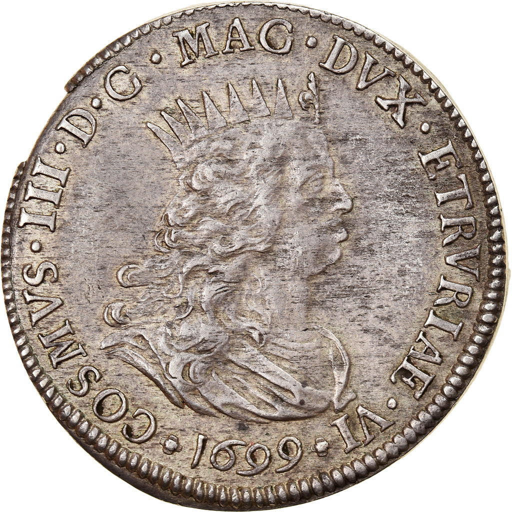 Munten, Italiaanse staten, LIVORNO, Tollero, 1699, PR+, Zilver, KM:16.4