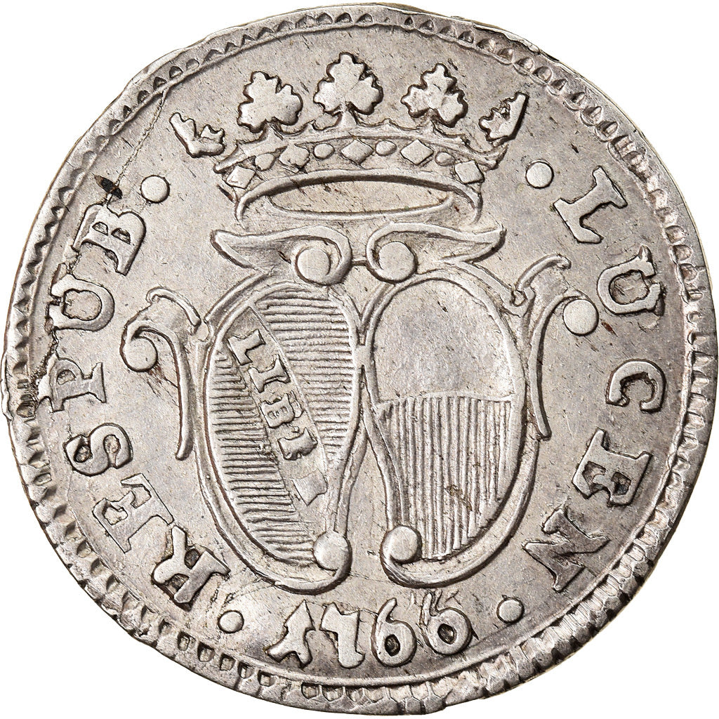 Monnaie, États italiens, LUCCA, Grosso, 1766, Firenze, SUP, Argent, KM:51