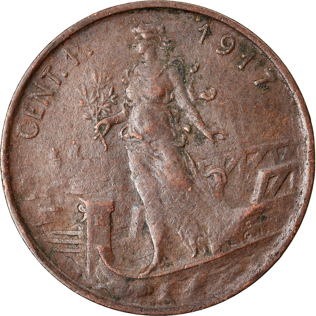 Coin, Italy, Vittorio Emanuele III, Centesimo, 1917, Rome, VF(20-25), Bronze