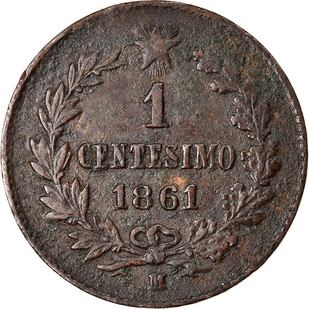 Coin, Italy, Vittorio Emanuele II, Centesimo, 1861, Milan, VF(20-25), Copper