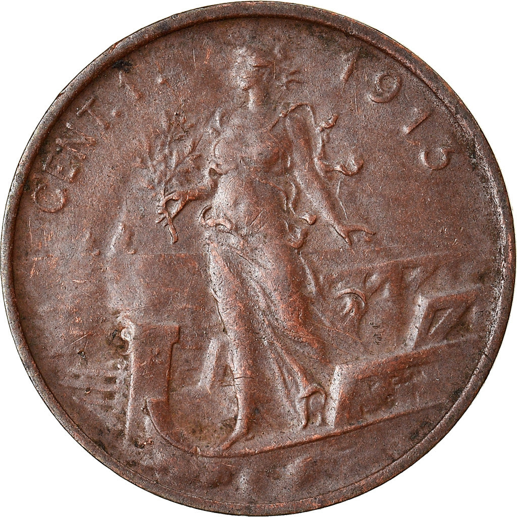 Coin, Italy, Vittorio Emanuele III, Centesimo, 1913, Rome, AU(55-58), Bronze