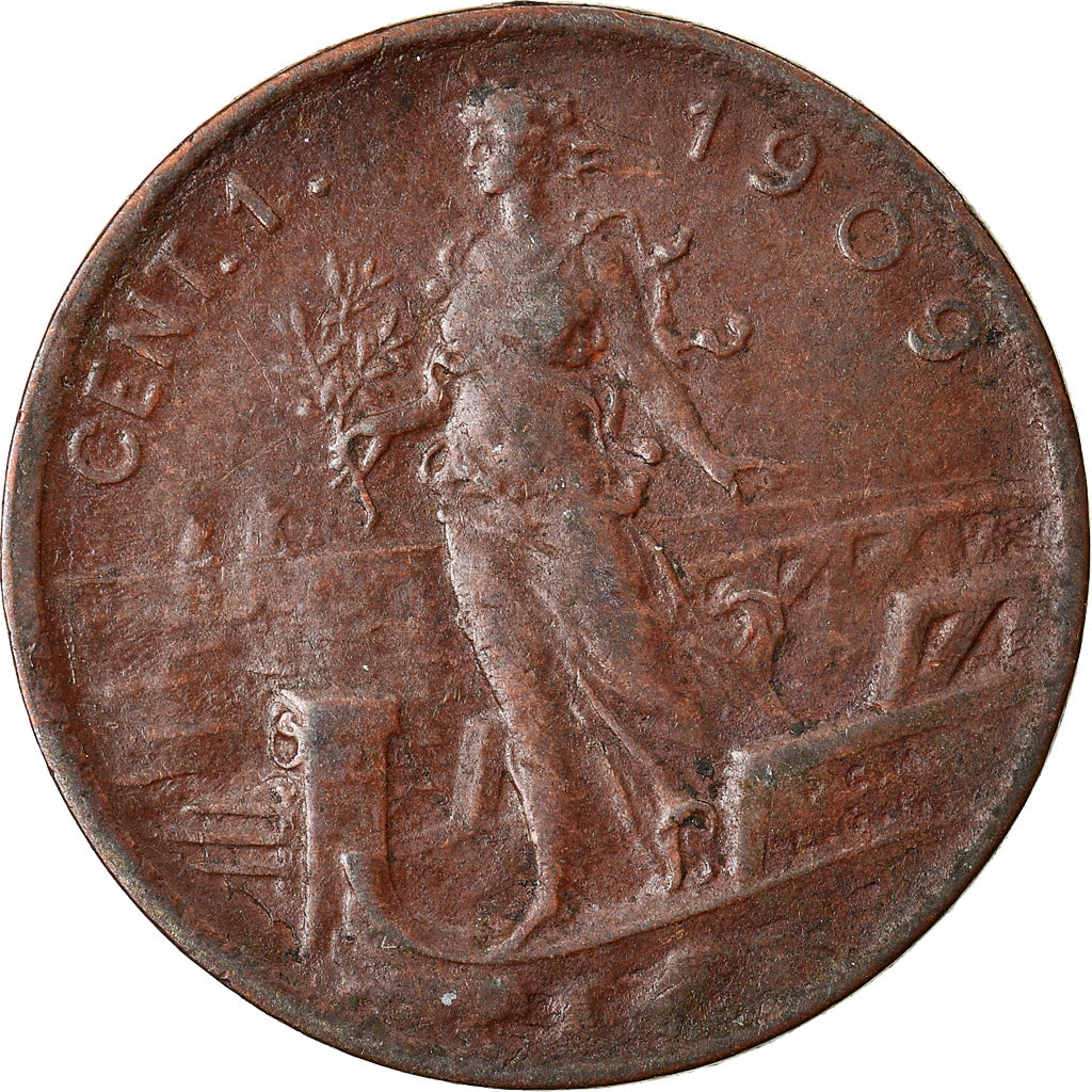 Moneta, Italia, Vittorio Emanuele III, Centesimo, 1909, Rome, BB+, Bronzo, KM:40