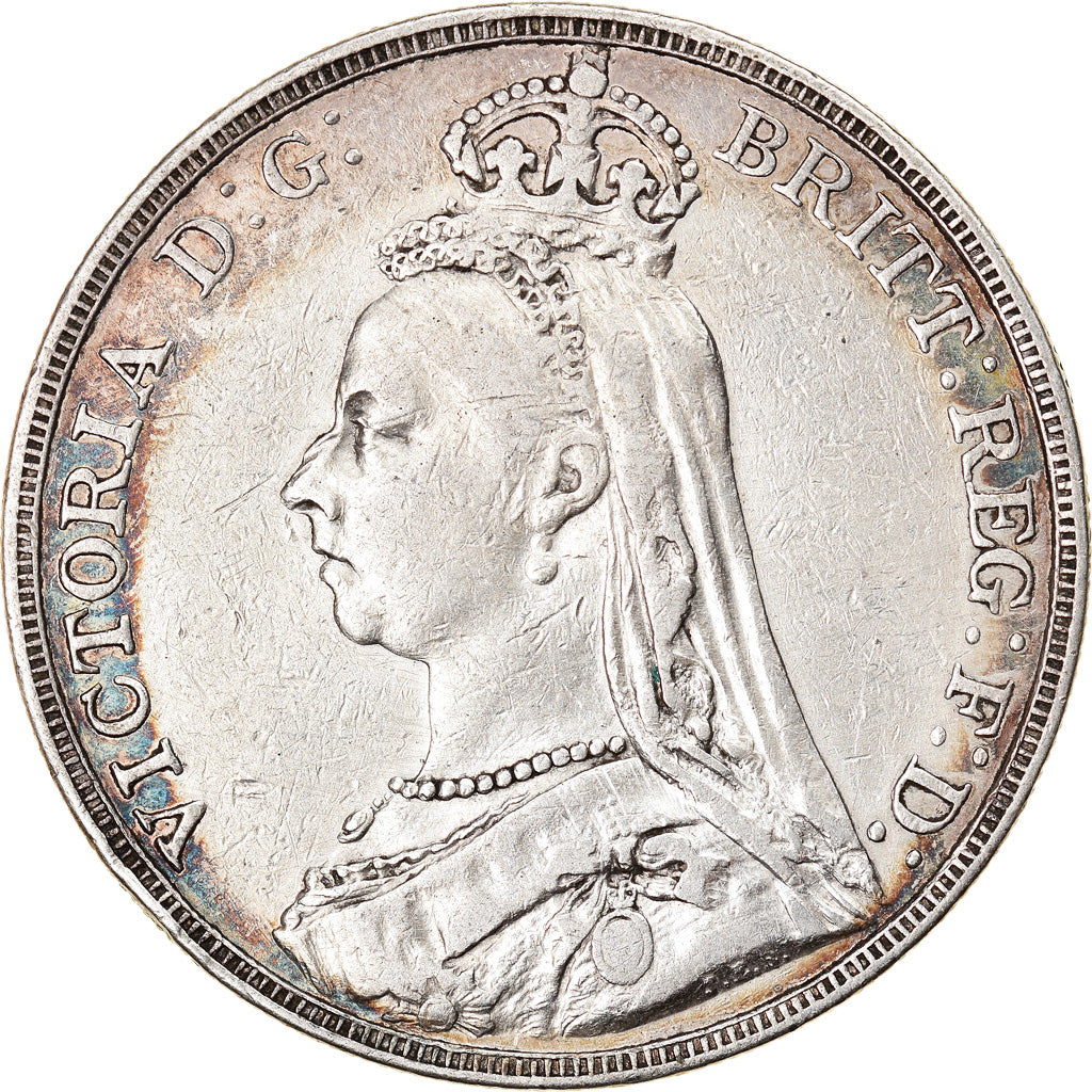 Coin, Great Britain, Victoria, Crown, 1889, London, AU(50-53), Silver, KM:765