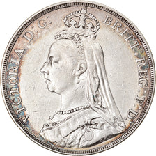 Coin, Great Britain, Victoria, Crown, 1889, London, AU(50-53), Silver, KM:765