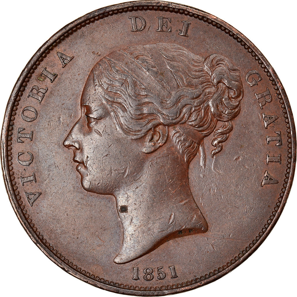 Coin, Great Britain, Victoria, Penny, 1851, AU(55-58), Copper, KM:739