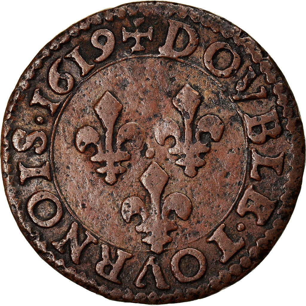 Monnaie, France, Louis XIII, Double tournois, buste enfantin, Double Tournois