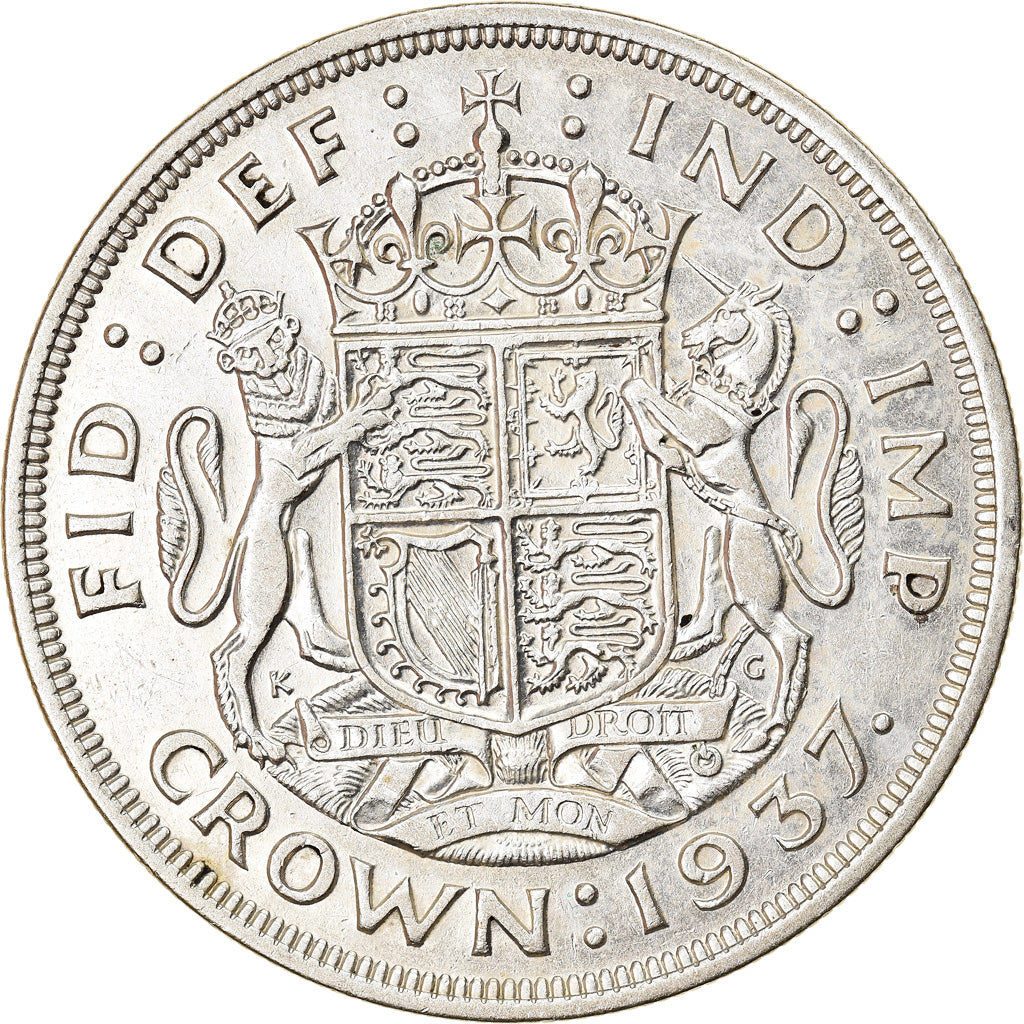 Coin, Great Britain, George VI, Crown, 1937, AU(55-58), Silver, KM:857