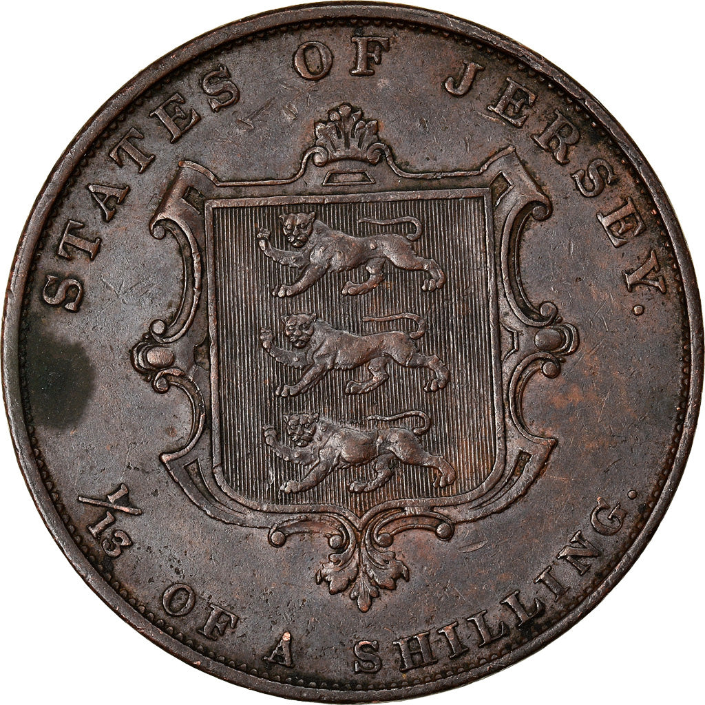 Monnaie, Jersey, Victoria, 1/13 Shilling, 1861, TTB+, Cuivre, KM:3