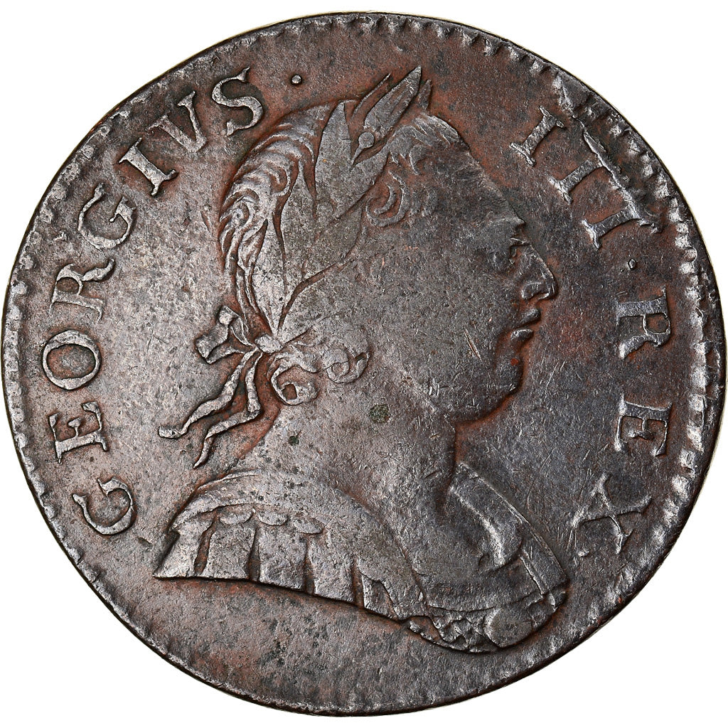 Monnaie, Grande-Bretagne, George III, 1/2 Penny, 1774, Londres, TB+, Cuivre