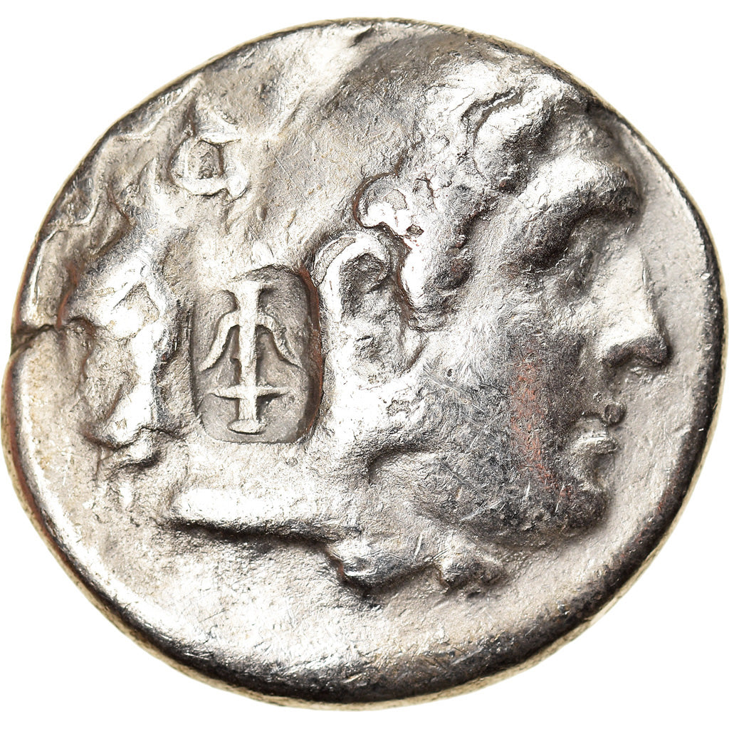 Moneta, Alexander III, Tetradrachm, Seleucid countermark, MB+, Argento