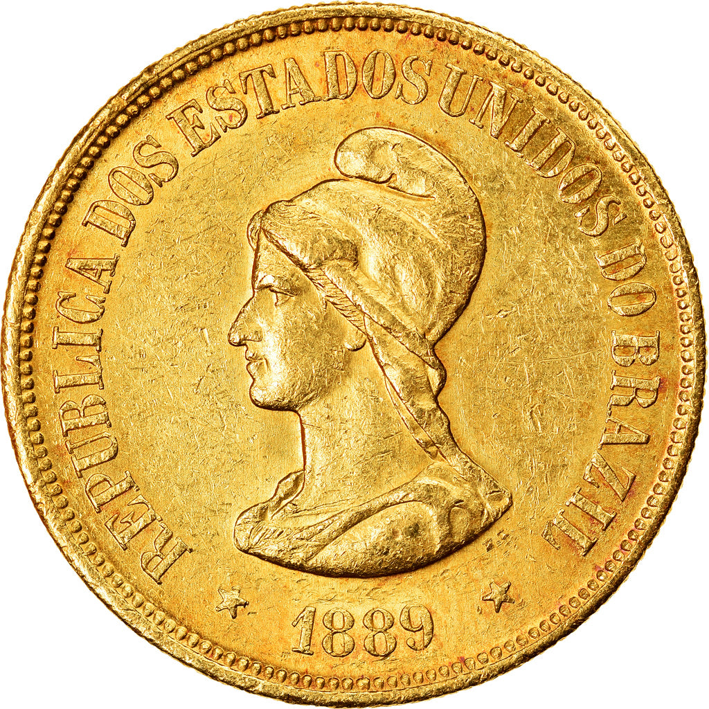 Monnaie, Brésil, 20000 Reis, 1889, SUP, Or, KM:497