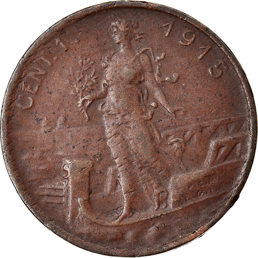 Moeda, Itália, Vittorio Emanuele III, Centesimo, 1915, Rome, AU(50-53), Bronze