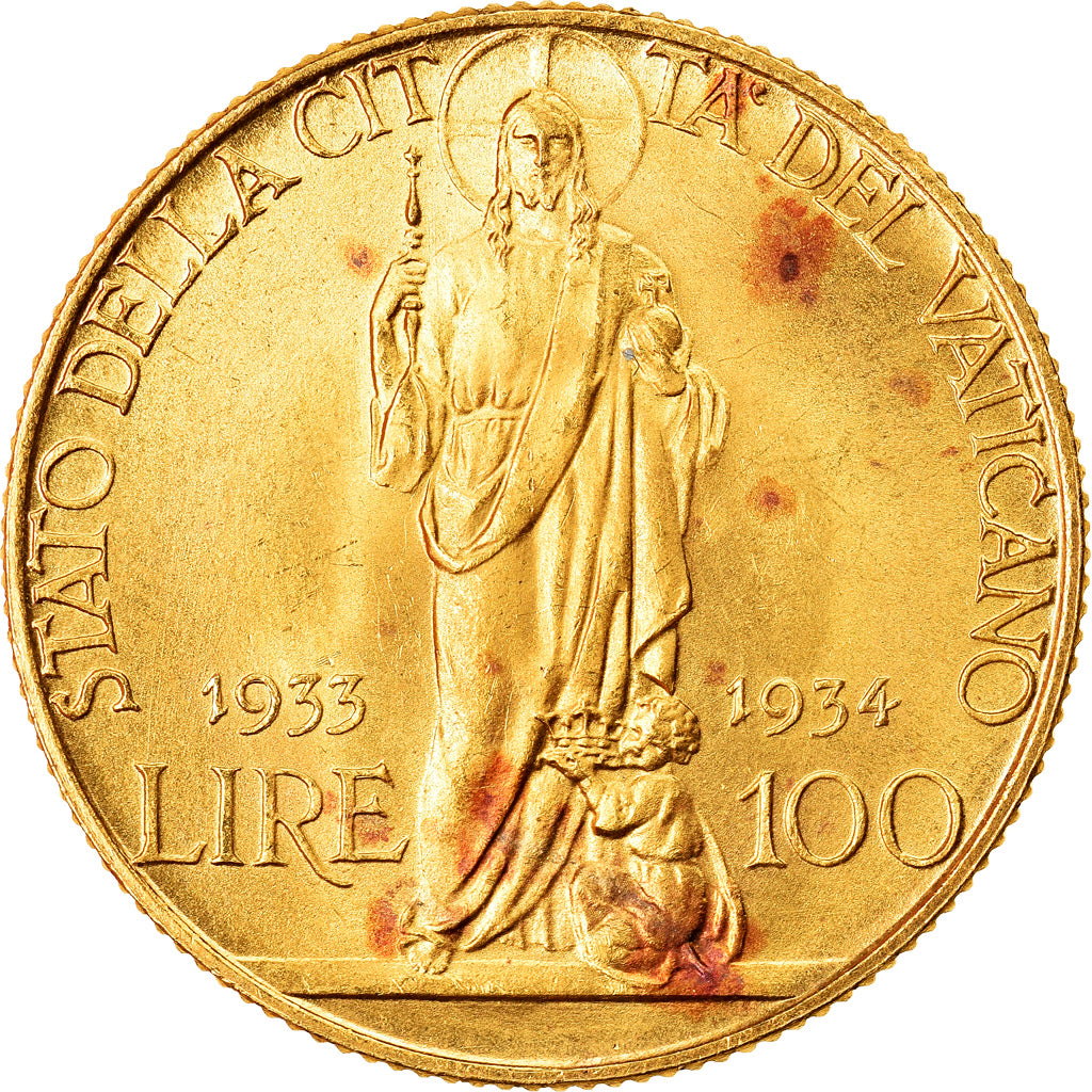 Monnaie, Cité du Vatican, Pius XI, 100 Lire, 1933-1934, SPL, Or, KM:19
