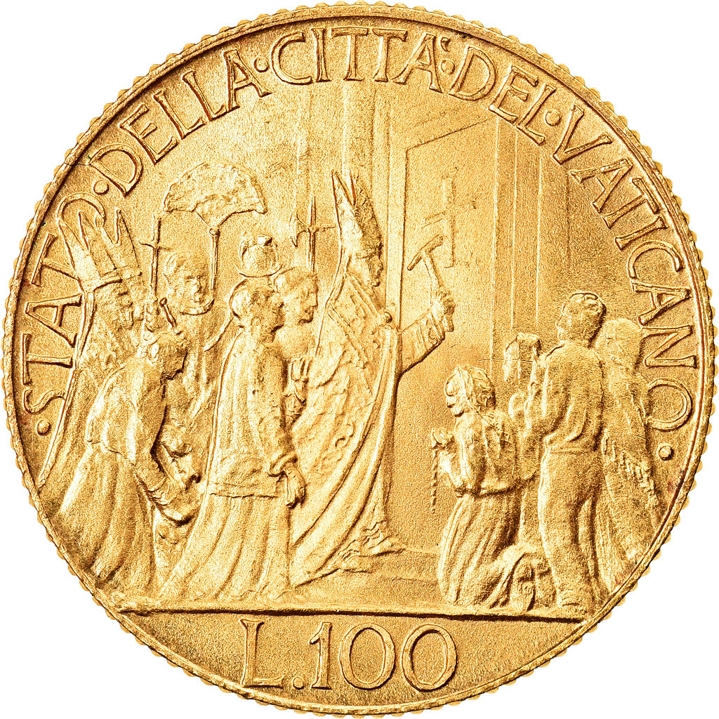 Coin, VATICAN CITY, Pius XII, 100 Lire, 1950, Rome, MS(65-70), Gold, KM:48
