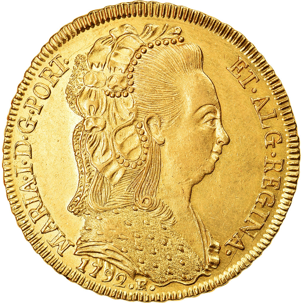 Moneta, Brasile, Maria I, 6400 Reis, 1792, Rio de Janeiro, SPL+, Oro, KM:226.1