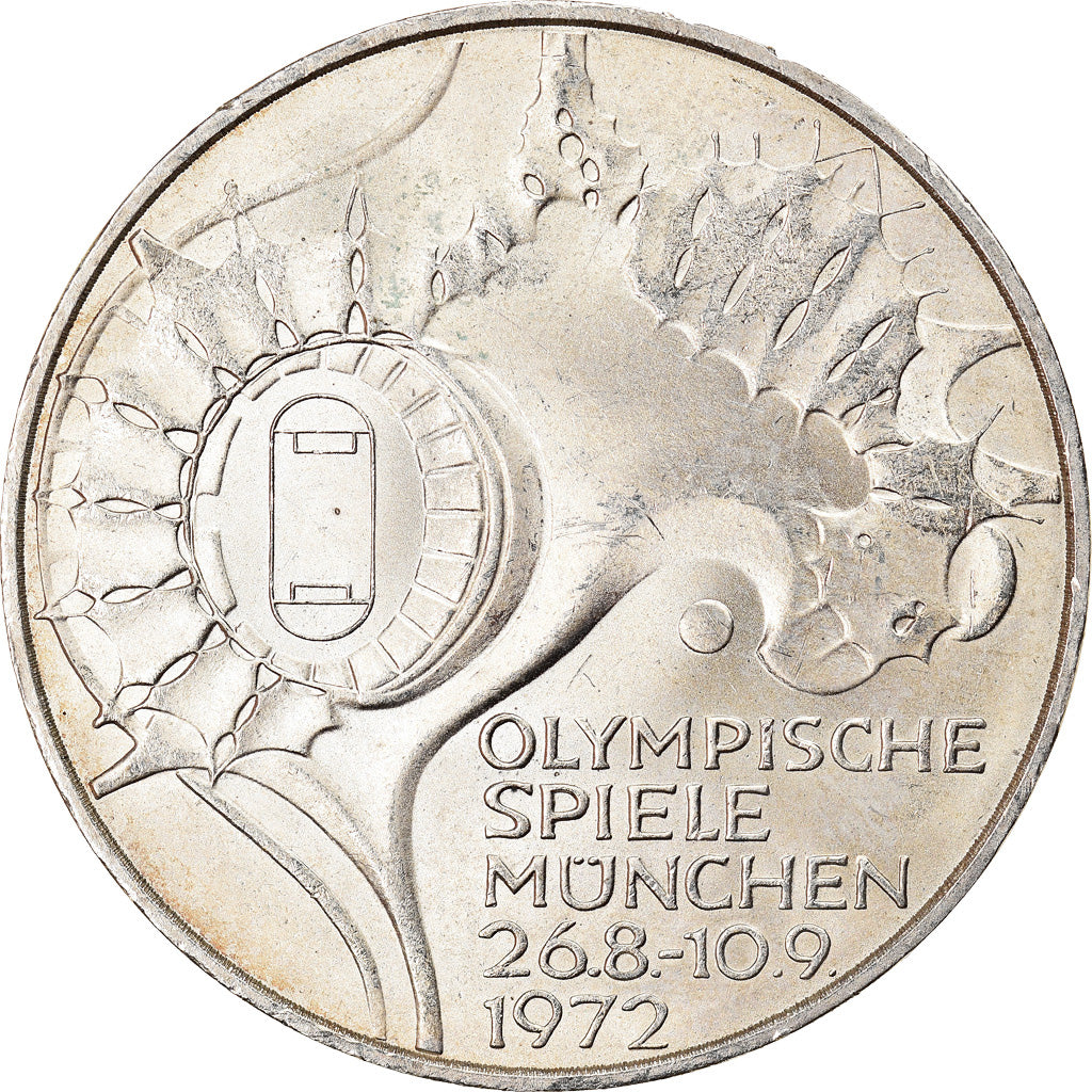 Munten, Federale Duitse Republiek, 10 Mark, 1972, Hambourg, PR, Zilver, KM:133