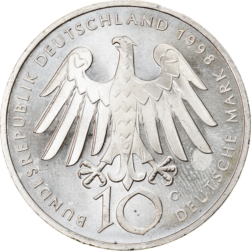 Coin, GERMANY - FEDERAL REPUBLIC, 10 Mark, 1998, Karlsruhe, Proof, MS(63)