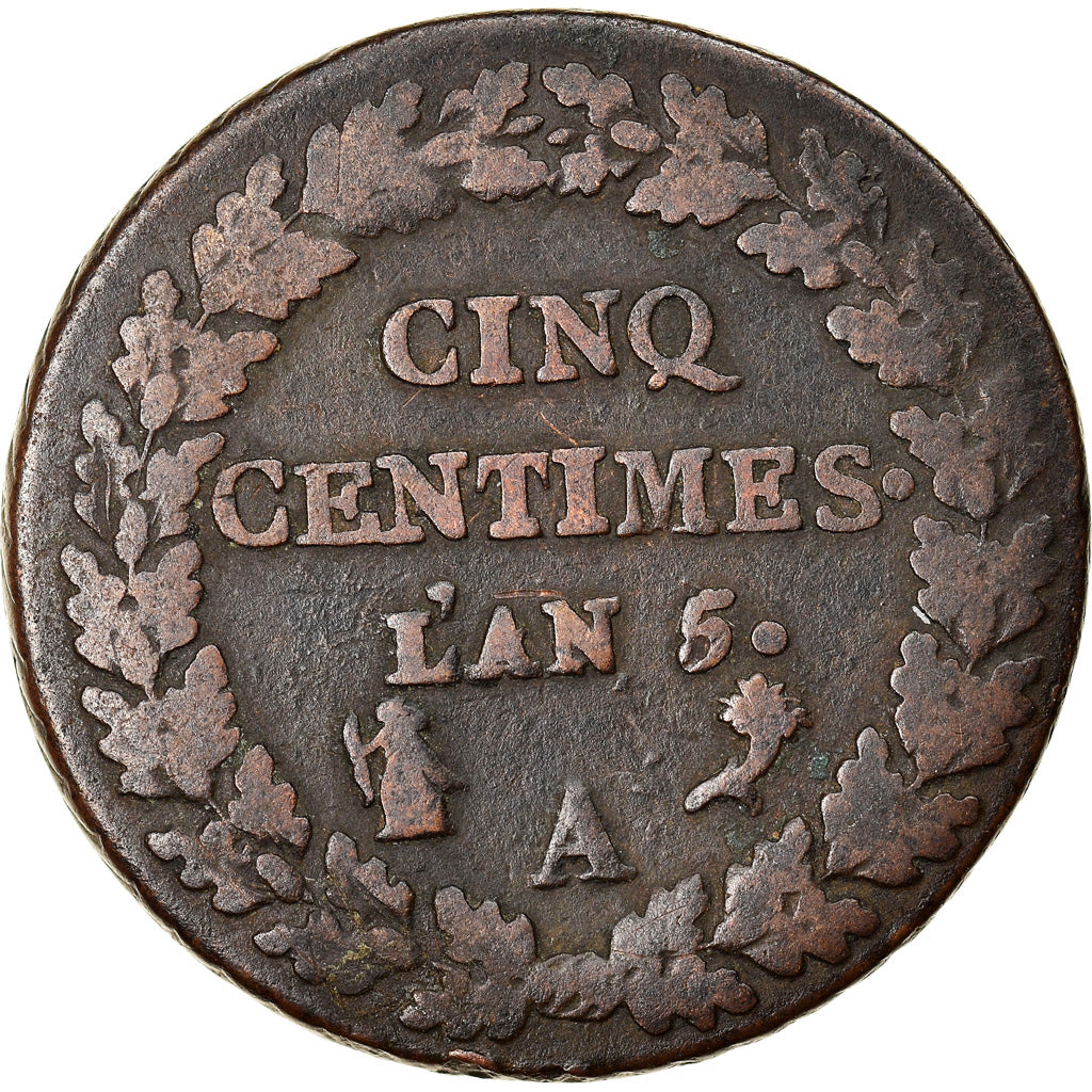 Coin, France, Dupré, 5 Centimes, AN 5, Paris, VF(30-35), Bronze, KM:640.1