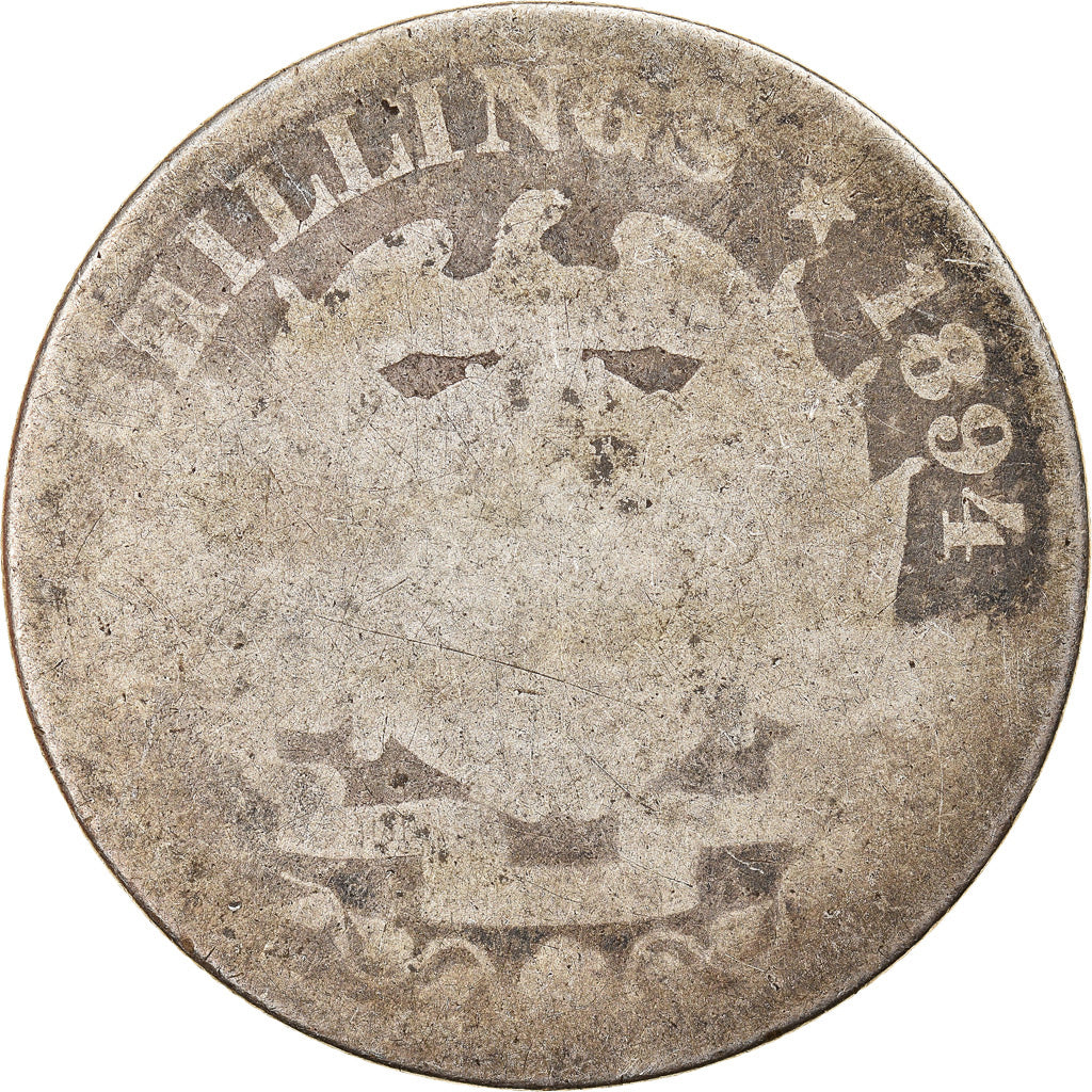 Moneta, Sudafrica, 2-1/2 Shillings, 1894, B+, Argento, KM:7
