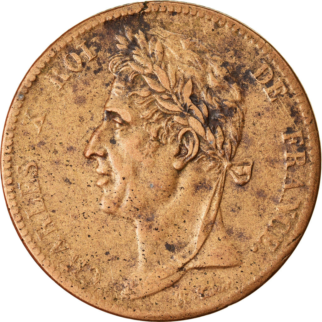Coin, FRENCH COLONIES, Charles X, 5 Centimes, 1825, Paris, VF(20-25), Bronze