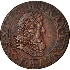 Munten, Frankrijk, Louis XIII, Double Tournois, 1628, Paris, ZF, Koper, CGKL:390