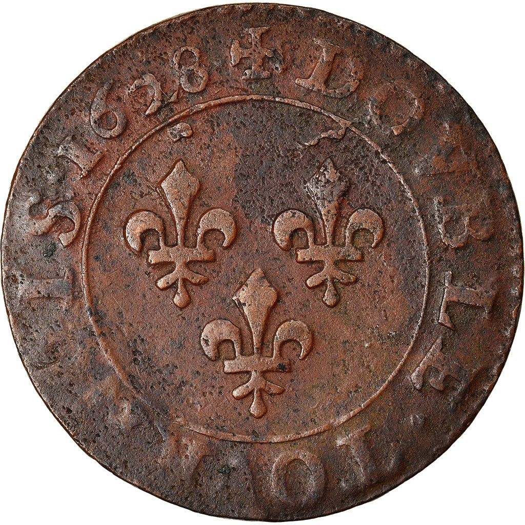 Monnaie, France, Louis XIII, Double Tournois, 1628, Paris, TTB, Cuivre, CGKL:390