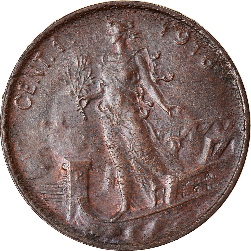 Moneta, Italia, Vittorio Emanuele III, Centesimo, 1916, Rome, BB+, Bronzo, KM:40