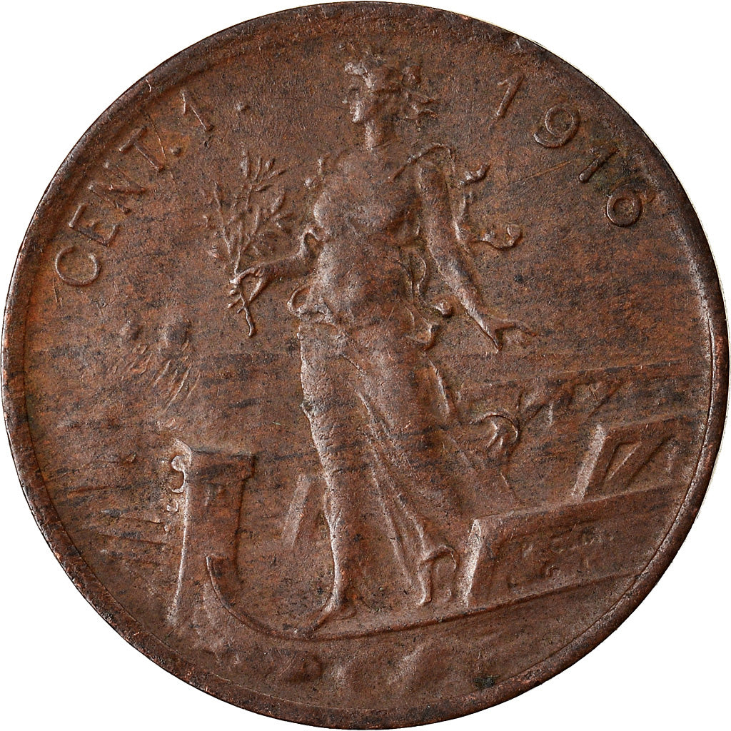 Coin, Italy, Vittorio Emanuele III, Centesimo, 1916, Rome, AU(50-53), Bronze