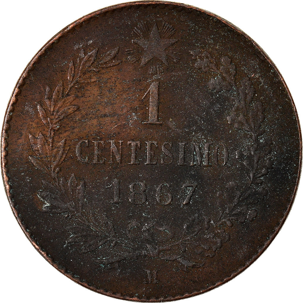 Coin, Italy, Vittorio Emanuele II, Centesimo, 1867, Milan, VF(30-35), Copper