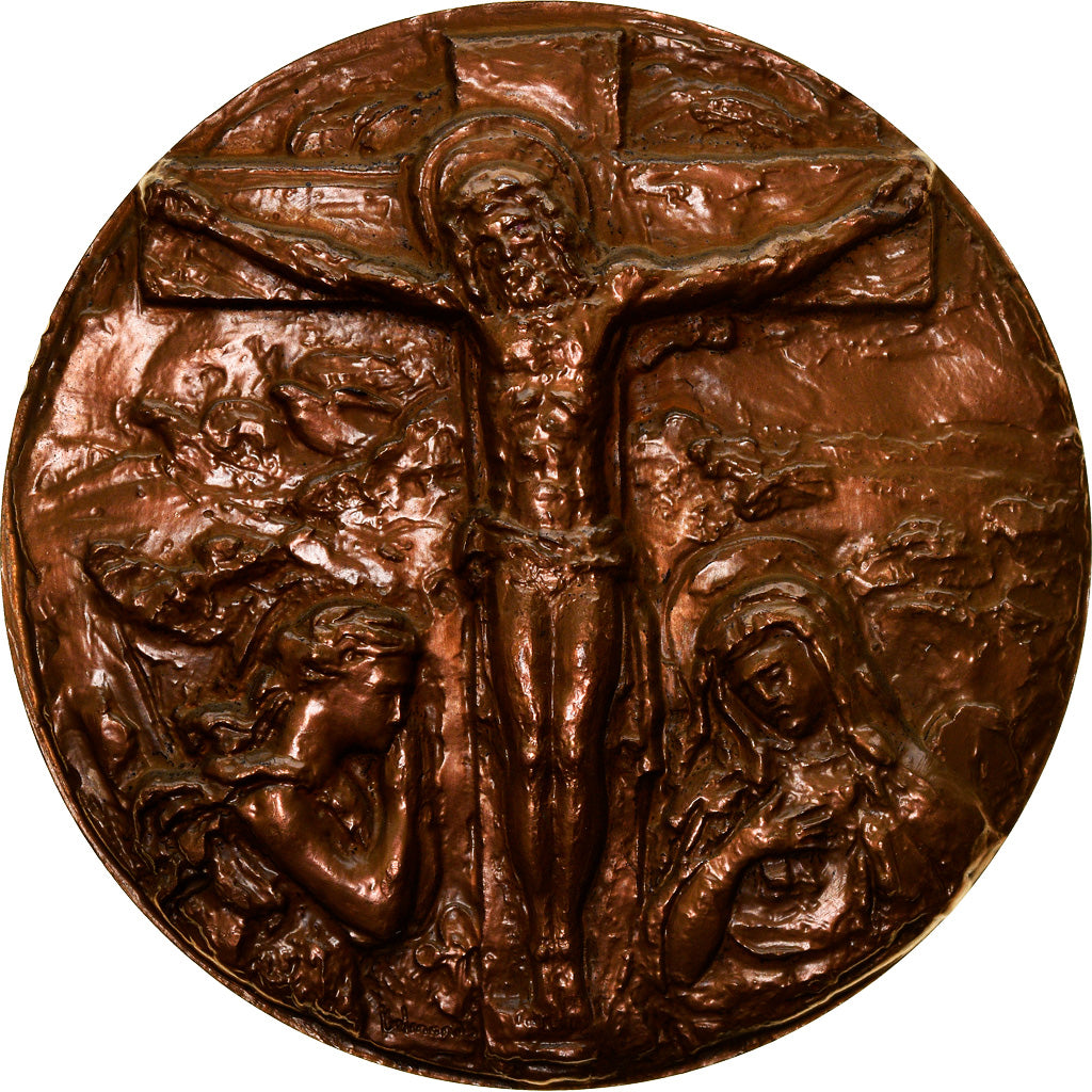 Francia, medalla, Le Christ, Nativité-Crucifixion, Religions & beliefs, 1977