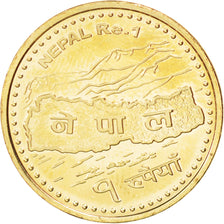NEPAL, Rupee, 2008, KM #1204, MS(63), Brass Plated Steel, 19, 3.98