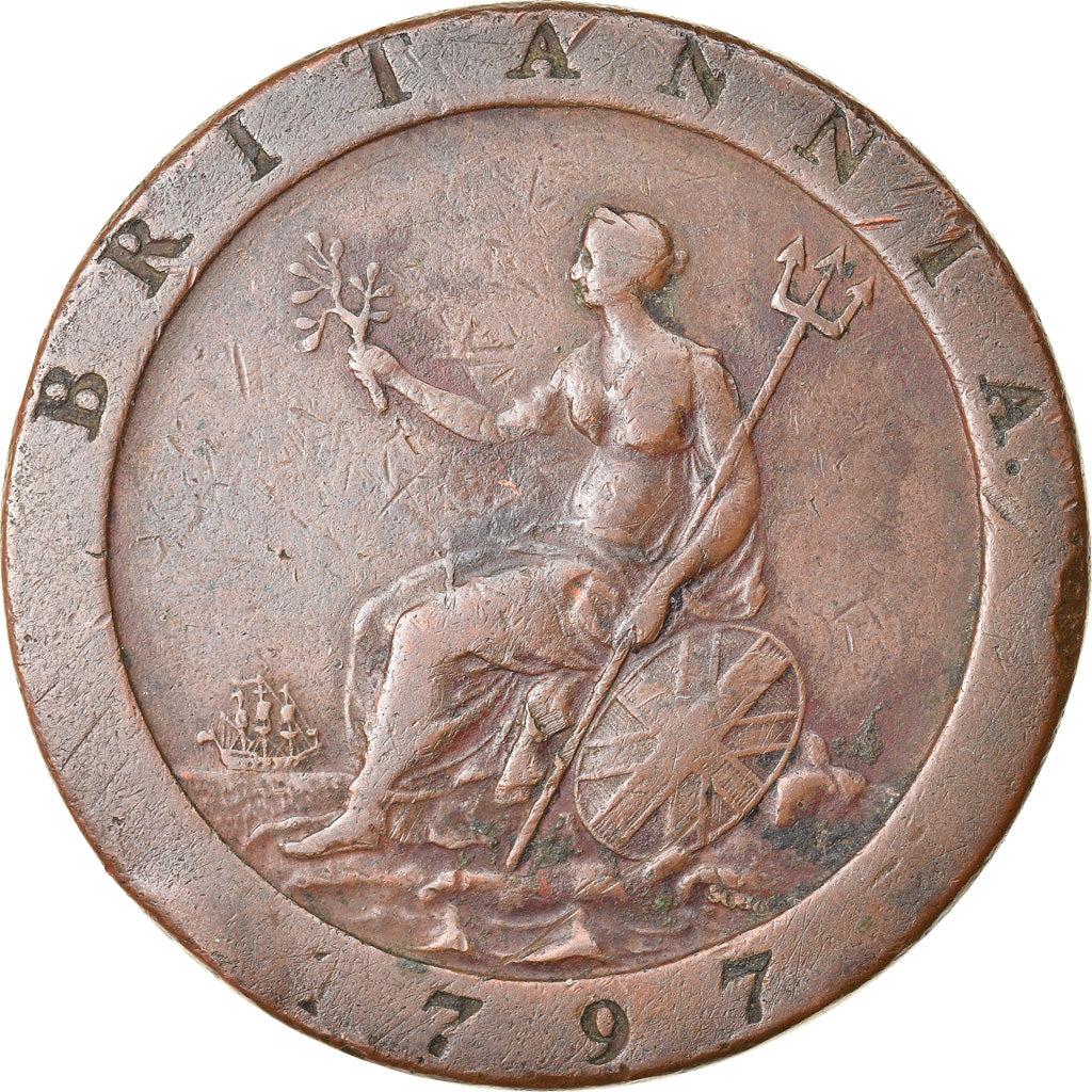 Coin, Great Britain, George III, Penny, 1797, VF(30-35), Copper, KM:618