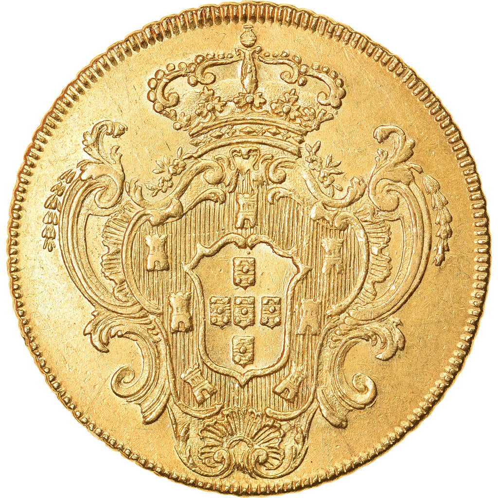 Moneta, Brasile, Maria I and Pedro III, 6400 Reis, 1781, Bahia, SPL-, Oro