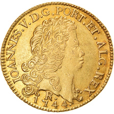 Moneta, Brasile, Joao V, 6400 Reis, 1744, Rio de Janeiro, BB+, Oro, KM:149
