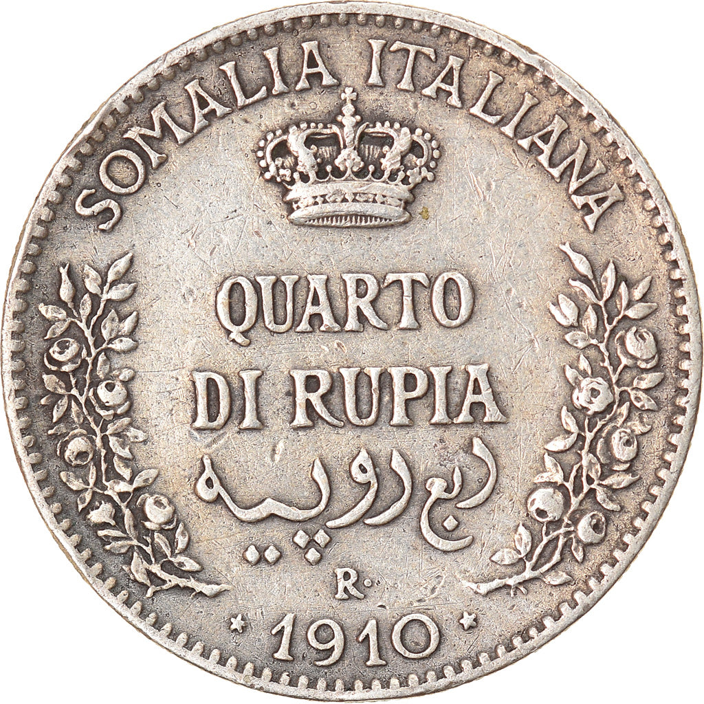 Moneta, SOMALIA ITALIANA, Vittorio Emanuele III, 1/4 Rupia, 1910, Rome, BB+