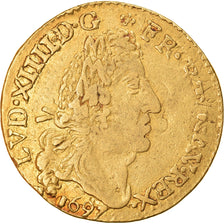 Moneta, Francia, Louis XIV, Louis d'or aux 4 L, Louis d'Or, 1697, Dijon, Rare